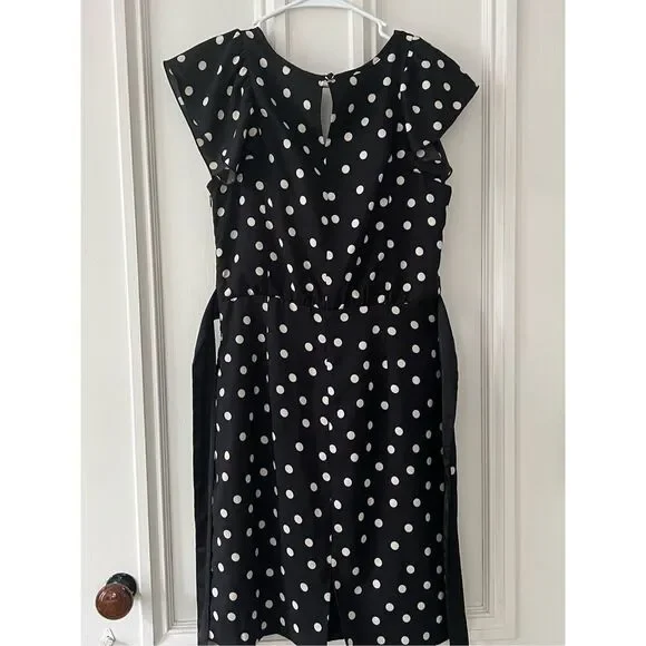 Express black and beige polka dotted dress 4 - Picture 4 of 6